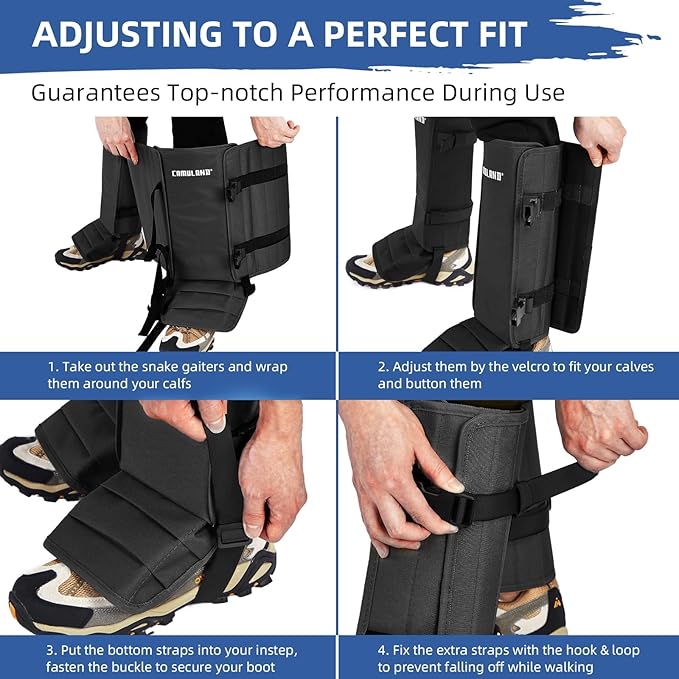 CAMULAND Snake Gaiters for Men & Women, Durable Waterproof Snake Guards for Lower Leg Protection