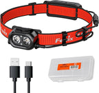 Fenix HP12R-T 1300 Lumen Rechargeable Running Headlamp – Split Battery Design, White/Neutral White/Red Light Modes with Lumentac Organizer (Red)