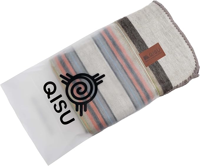 QISU Alpaca Wool Blanket Throw | Large, Beautiful, Warm, Variegated | 85 x 65 inches | Ultra-Soft, Hypoallergenic and Breathable | Non-Itchy or Scratchy Fabric (Relaxing Tans)