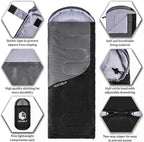 VENTURE 4TH Backpacking Sleeping Bag – XXL, Double and Single Sizes - Lightweight Warm & Cold Weather Sleeping Bags for Adults, Kids & Couples – Ideal for Hiking, Camping & Outdoor Adventures
