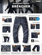 CQR Men's Flex Ripstop Tactical Pants, Water Resistant Stretch Cargo Pants, Lightweight EDC Hiking Work Pants