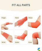 FriCARE Self Adhesive Bandage Wrap, Medical Tape in First Aid Kit, Cohesive Bandages for Wounds Sport Vet, FSA/HSA Eligible, 2 Inches X 5 Yards 6 Rolls, Fluorescent Orange