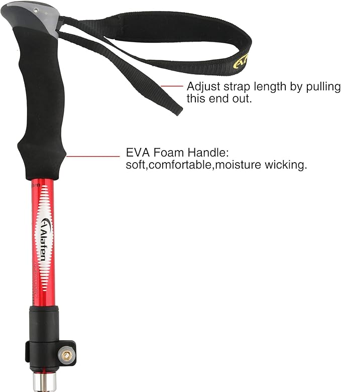 Aluminum Collapsible Ultralight Travel Trekking Hiking Pole for Men and Women (Fits 5'3" - 6'2")