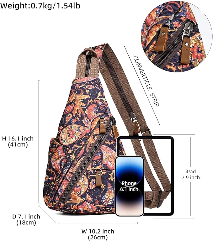 KL928 Canvas Sling Bag - Small Crossbody Backpack Shoulder Casual Daypack Rucksack for Men Women