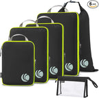 Cipway Compression Packing Cubes, Ultralight Luggage Organizer Bags with Laundry Bags and Clear Toiletries Bag, Travel Essentials for Carry on Suitcase (6 Piece,Black)