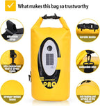 Dry Bag Waterproof with Solar Bluetooth Speaker & Light - 10L/20L Roll Top Dry Sack Keeps Gear Dry for Men Women Kayaking, Beach, Rafting, Boating, Hiking, Camping and Fishing