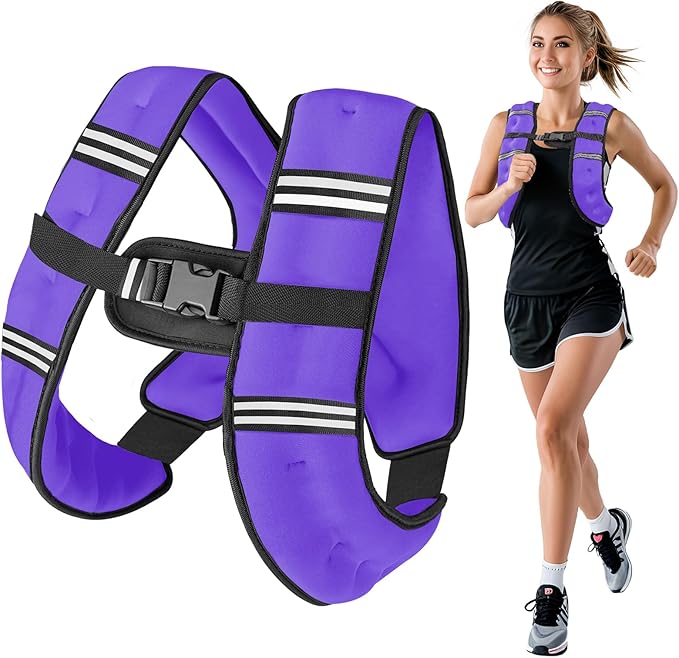 Weighted Vest for Woman Men,6lb/8lb/12lb/16lb/20Lb/25lb Weight Vest with Reflective Stripe Adjustable Buckle Strap Back Pocket Workout Strength Training Walking Jogging Running