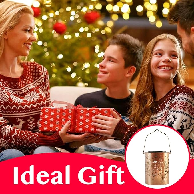 Tree of Life Solar Lantern Outdoor Waterproof, Large 13.4" Metal Hanging Decorative Lantern, Enlarged Solar Panel & 2000mAh Battery, Warm Glow for Garden, Patio Decor – Housewarming Gift for Women