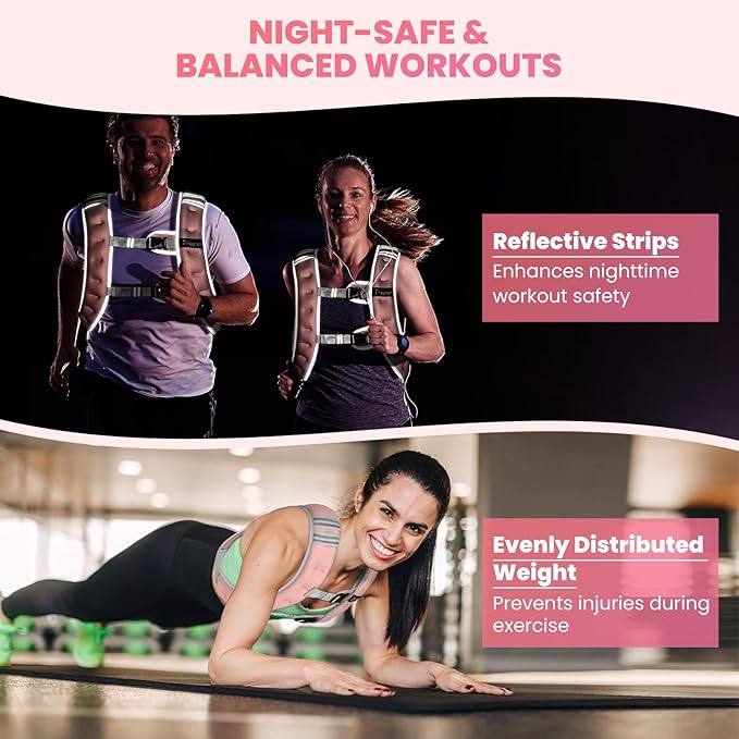 Fragraim Weighted Vest for Women Men - 8lb/10lb/12lb/16lb/22lb/25lb/30lb Weight Vest with Reflective Stripe, Detachable Phone Pouch, Ideal for Walking, Strength Training, Running, Workout, Cardio