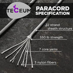 TECEUM 5/32" Paracord Rope 1000 – 1000ft / 200ft / 100ft / 50ft – Tactical Parachute Cord 4mm – 45+ Colors – Nylon String for Survival & Camping Gear – Stripe Cord for Survival – Utility Rope