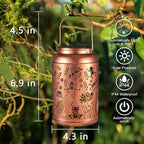 Frog Decoration Solar Lanterns Outdoor Waterproof Garden Decor Gifts for Women Mon Grandma Metal Hanging Solar Lights for Outside LED Lanterns for Yard, Patio, Lawn, Tabletop, Pathway