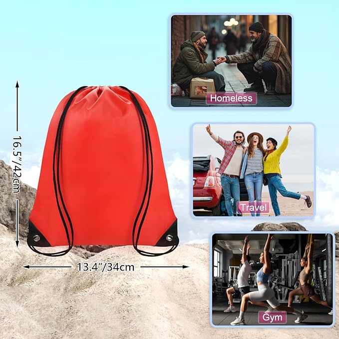 Grneric Drawstring Backpack Bulk 42 Pcs String Backpack Drawstring Bags Cinch Bag Sackpack for Men Women Gym (Red)