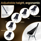 MOON LENCE Portable Camping Chairs for Adults, Adjustable Oversize Beach Chair Lawn Chair with High Back - Large Capacity, Heavy Duty (New Black)