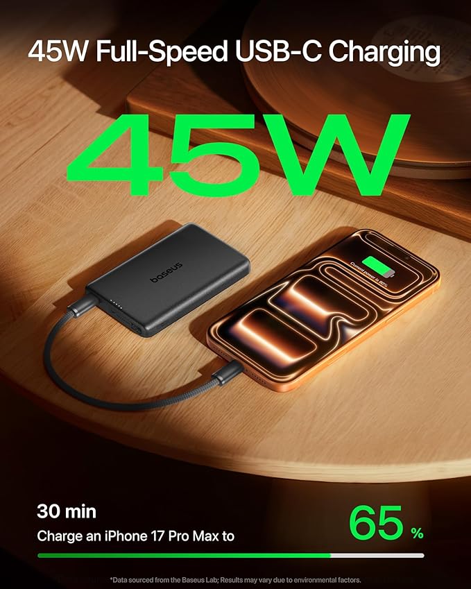 Baseus 100W USB Cable & Qi2.2 25W Magsafe Portable Charger Power Bank 10000mAh 45W