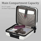16 Inch Carry On Luggage with 2 Compartments for 14” & 15” Laptop, 16.14*8*17.12” Rolling Briefcase, Lightweight Hardshell ABS+PC Suitcase with Spinner Silent Wheels, for Business Trip, Milky White