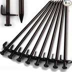 Heavy Duty Steel Tent Stakes - Tarp Pegs Camping Stakes for Outdoor Camping Canopy and tarp, 12 inch 8/10/12PC Pack