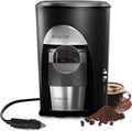 Portable Coffee Maker for Travel Camping Car, Ground Coffee Machine Single Serve with 10 oz Travel Mug for Traveling, RV, Office, Home and Dorm, 24V, Black