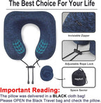 napfun Neck Pillow for Traveling, Upgraded Travel Neck Pillow for Airplane 100% Pure Memory Foam Travel Pillow for Flight Headrest Sleep, Portable Plane Accessories, Full Dark Blue, Medium (120-200LB)