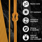 TECEUM 5/32" Paracord Rope 1000 – 1000ft / 200ft / 100ft / 50ft – Tactical Parachute Cord 4mm – 45+ Colors – Nylon String for Survival & Camping Gear – Stripe Cord for Survival – Utility Rope