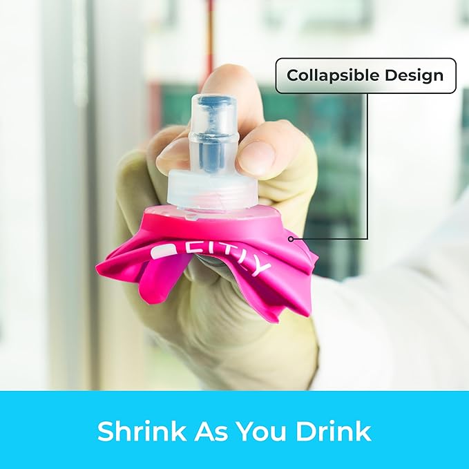 Soft Flask - Shrink As You Drink Soft Water Bottle for Hydration Pack - Folding Water Bottle Ideal for Running, Hiking, Cycling, Climbing & Rigorous Activity