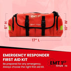 EMT 1st 362 Pcs Emergency Responder First Aid Kit with 40 Unique Items & First Aid Guide Book, Large First aid kit for car, Travel & Home - Emergency Bag for Hiking, Camping, Backpacking and Outdoor