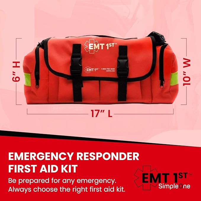 EMT 1st 362 Pcs Emergency Responder First Aid Kit with 40 Unique Items & First Aid Guide Book, Large First aid kit for car, Travel & Home - Emergency Bag for Hiking, Camping, Backpacking and Outdoor