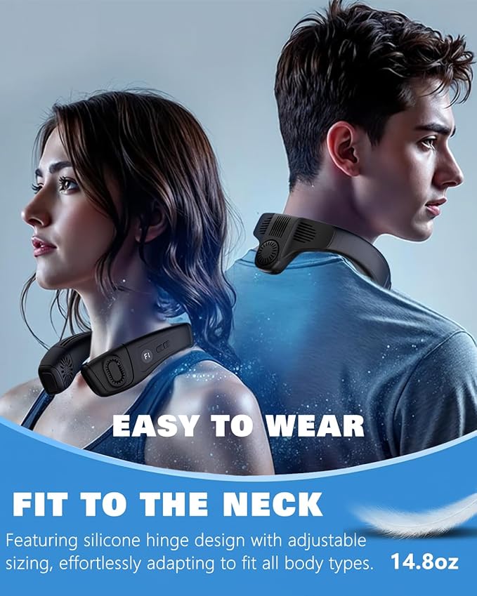 MGUP Neck Air Conditioner with 6 Adjustable levels,Cooling Neck Fan Support 360°Airflow and Cooling Plate,5200mAh Portable Rechargeable Wearable Personal Fan,Fast Cooling for Women/Men