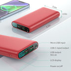 Portable Charger 38800mAh,LCD Display Power Bank,5 USB Outputs Battery Pack Backup,USB-C in&out Dual Input Phone Charging Compatible with iPhone 16/15/14/13 Pro,Android Samsung Galaxy Pixel Nexus-Red