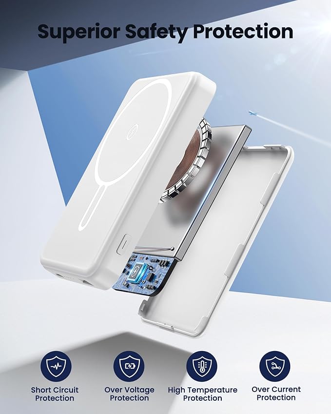 Magnetic Portable Charger Power Bank 12000mAh MagSafe Compatible Battery Pack PD 22.5W USB C Fast Charging Wireless Battery Pack Phone Charger for iPhone 17/16/15/14/13/12 All Series