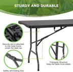 BestOffice Outdoor Folding Camping Table Plastic Table Portable Square Height Dining Table Perfect for Picnics,Parties,Party and Camping,Black Ratten
