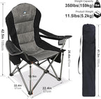 Folding Camping Chair:Oversized Portable Lawn Chairs for Adults,Outdoor Heavy Duty Padded Seats,Support 350 LBS,for Camp,Travel & Picnic