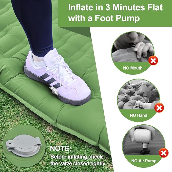 Double Sleeping Pad Camping, 6" Extra Thick Camping Pad with Pillow Built-in Foot Pump Waterproof Inflatable Sleeping Mats for Camping, Backpacking, Hiking,Traveling Tent