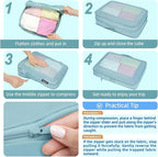 BAGAIL 4 Set/6 Set/8 Set Compression Packing Cubes Travel Accessories Expandable Packing Organizers (Square Mesh, 06-Dusty Blue)