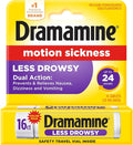 Dramamine Motion Sickness Less Drowsy, for Nausea Relief During Travel, 16 Count