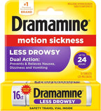 Dramamine Motion Sickness Less Drowsy, for Nausea Relief During Travel, 16 Count
