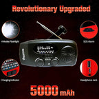 5000mAh Emergency Weather Radio, iRonsnow NOAA FM AM Hand Crank Radios, Solar Radio with SOS, Earphone Jack, 1W LED Flashlight, Self Powered Phone Charger for Camping, Survival (Black)