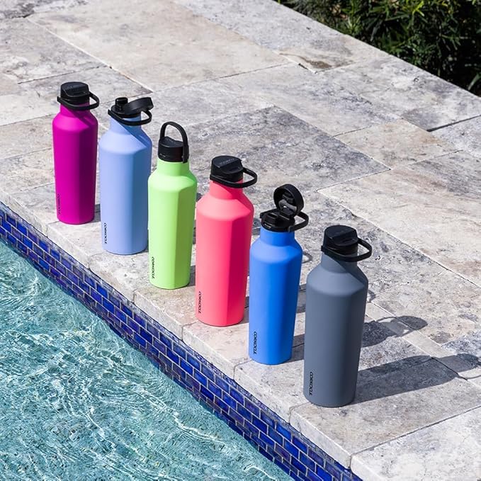 Corkcicle Classic Sport Canteen - Insulated Stainless Steel Water Bottle - Compact & Travel-Friendly - Durable - Dishwasher Safe - BPA Free - Non-Slip Silicone Base - 20 oz - Midnight Navy