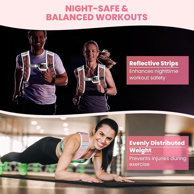 Fragraim Weighted Vest for Women Men - 8lb/10lb/12lb/16lb/22lb/25lb/30lb Weight Vest with Reflective Stripe, Detachable Phone Pouch, Ideal for Walking, Strength Training, Running, Workout, Cardio