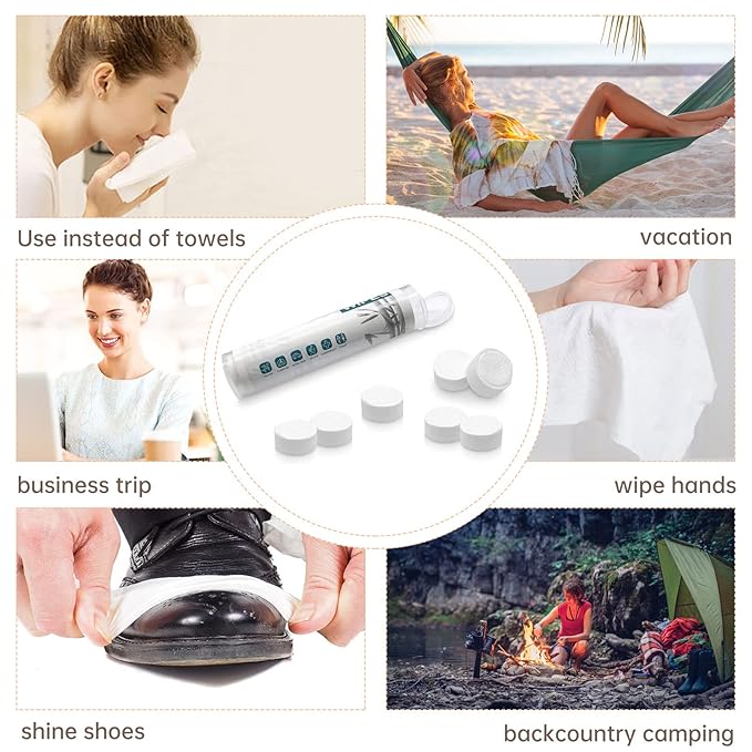Compressed Wipes, Towels, or Compact Toilet Paper Tablets,for Travel, Home, Outdoor Activities (Daily Use(100))
