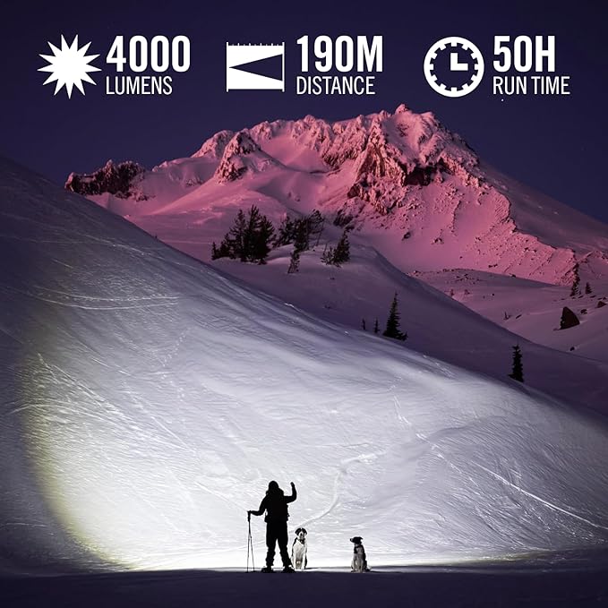 Coast XP20R 4000 Lumen USB-C Rechargeable LED Flashlight with Slide Focus and Pure Beam Focusing Optic, 5 Light Modes