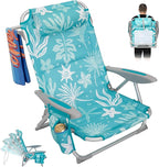 #WEJOY Folding Beach Chair for Adults, 4-Position Aluminum Lightweight Beach Chair, Low Sands Chairs with Shoulder Strap, Cup Holder and Padded Headrest, Supports 265lbs for Lawn