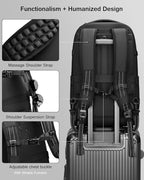 Vacuum Rolling Backpack with Vacuum System, Built-in Pump and Charging Port, Carry On Luggage with Vacuum Seal Bag, Wheels, Travel Suitcase with Vacuum Compression Bag for 17" Laptop