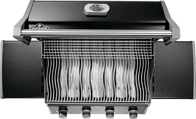 Napoleon Rogue 525 Propane Gas Grill, Black, Stainless Steel Grids, Durable 4-Burner Grill