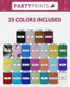 PartyPrints 25 Pack Multicolor Assorted Blank Can Cooler Sleeves, Customizable Bulk Insulated Foam, Collapsible Plain Drink Holder, Cold Beer Insulator | 12oz Regular, 16oz Tall Cans