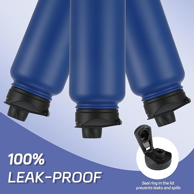 HASLE OUTFITTERS 40oz Stainless Steel Water Bottle, Vacuum Insulated Double Walled Leak Proof Sports Water Bottle with 2 Lids (Straw and Spout Lid) Keep Cold and Hot(Royal Blue,1)