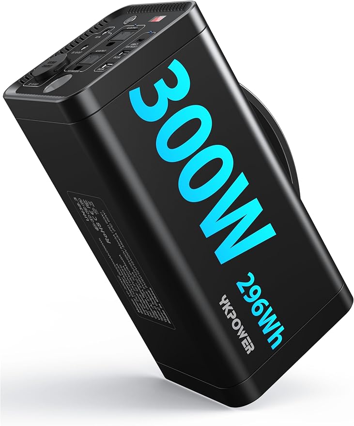 Portable Power Station 300W(Peak 600W), 296 Wh/80000mAh Fast Charging, Rechargeable Generator with 7 Outputs, AC Outlets Power Bank with LED Light for Home Backup Emergency Travel RV Camping