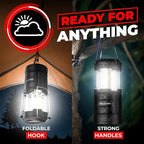 GearLight Rechargeable Camping Lantern - 2 Portable LED Lanterns with Magnetic Base and Foldable Hook for Emergency Use or Campsites, Essential Hurricane Survival Kit - Black