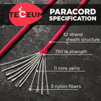 TECEUM 5/32" Paracord Rope 1000 – 1000ft / 200ft / 100ft / 50ft – Tactical Parachute Cord 4mm – 45+ Colors – Nylon String for Survival & Camping Gear – Stripe Cord for Survival – Utility Rope