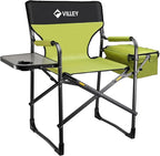 VILLEY Heavy Duty Directors Chair, Folding Camping Chairs, with Cooler Bag Portable Foldable Chair, for Camp Tailgating Lawn Picnic Fishing Beach, Supports 400 LBS, Green
