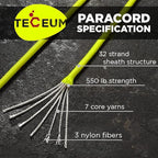 TECEUM 5/32" Paracord Rope 1000 – 1000ft / 200ft / 100ft / 50ft – Tactical Parachute Cord 4mm – 45+ Colors – Nylon String for Survival & Camping Gear – Stripe Cord for Survival – Utility Rope